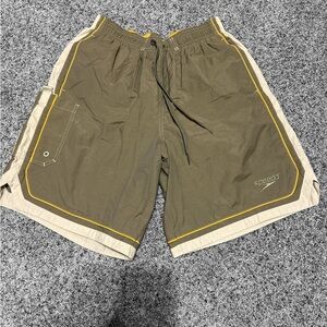 Speedo Men's Khaki and Beige Athletic Shorts